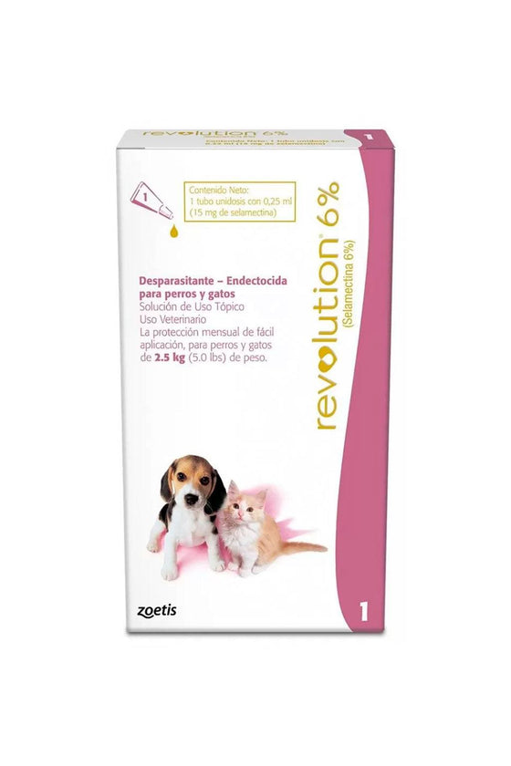 Zoetis revolution 6% 2,5 kg 0,25 ml - medicamento - gato y perro